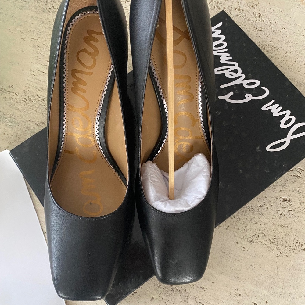 Sam Edelman Beth Black Leather 3.75" Heels 8M Only worn once - Picture 3 of 7